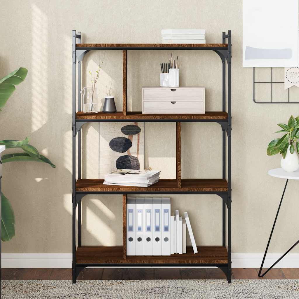 Libreria Rovere Marrone 4 Ripiani 76x32x123cm Legno Multistrato | homemem39