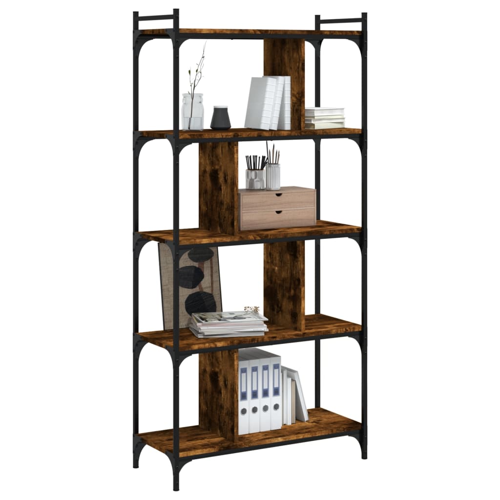 Libreria Rovere Fumo 5 Ripiani 76x32x158 cm Legno Multistrato | homemem39