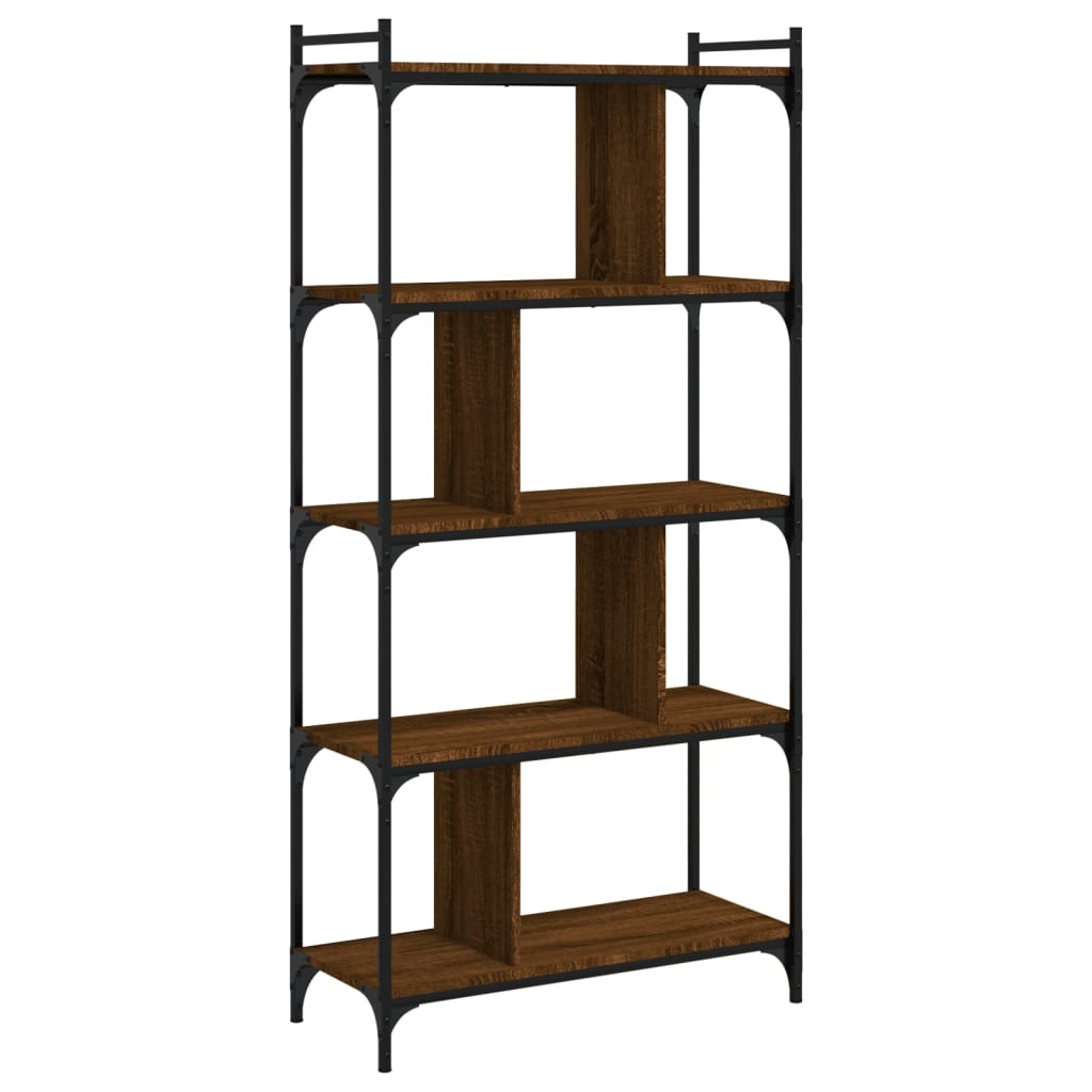 Libreria Rovere Marrone 5 Ripiani 76x32x158cm Legno Multistrato | homemem39