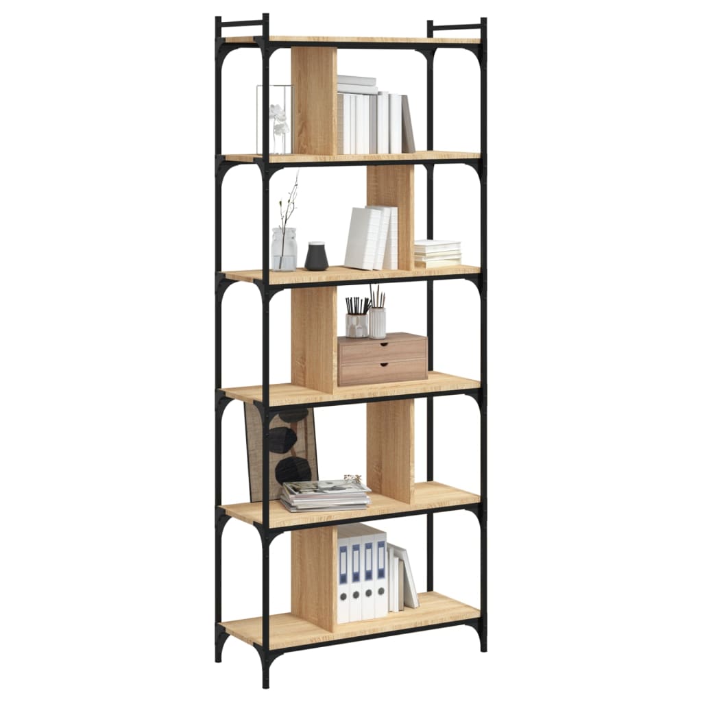 Libreria Rovere Sonoma 6 Ripiani 76x32x192 cm Legno Multistrato | homemem39