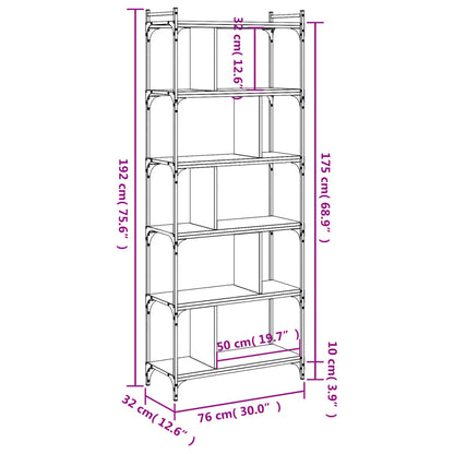 Libreria Rovere Sonoma 6 Ripiani 76x32x192 cm Legno Multistrato | homemem39