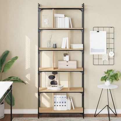 Libreria Rovere Sonoma 6 Ripiani 76x32x192 cm Legno Multistrato | homemem39