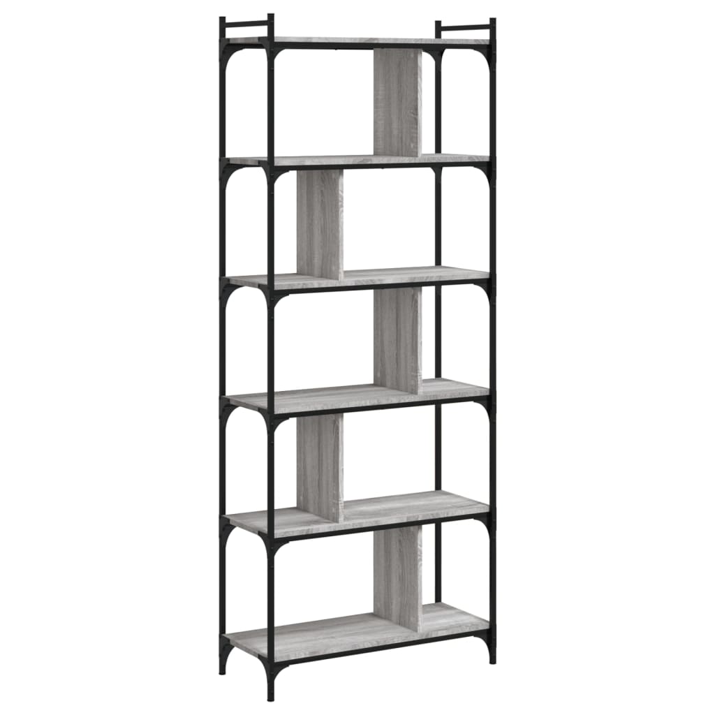 Libreria Grigio Sonoma 6 Ripiani 76x32x192 cm Legno Multistrato | homemem39