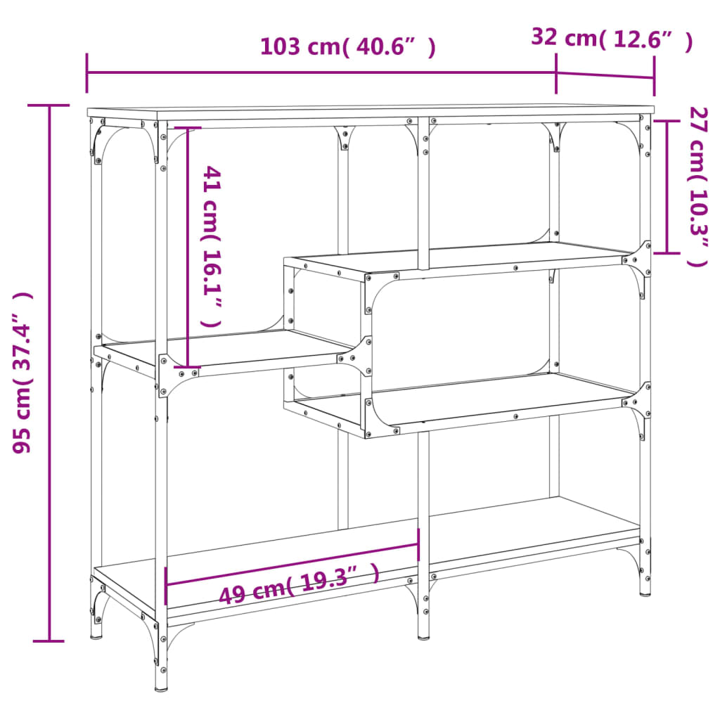 Tavolo Consolle Grigio Sonoma 103x32x95 cm in Legno Multistrato - homemem39
