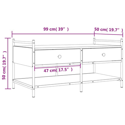 Tavolino da Salotto Grigio Sonoma 99x50x50 cm Legno Multistrato | homemem39