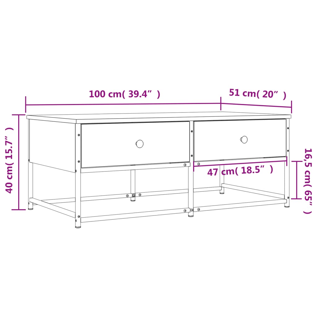 Tavolino da Salotto Nero 100x51x40 cm in Legno Multistrato | homemem39