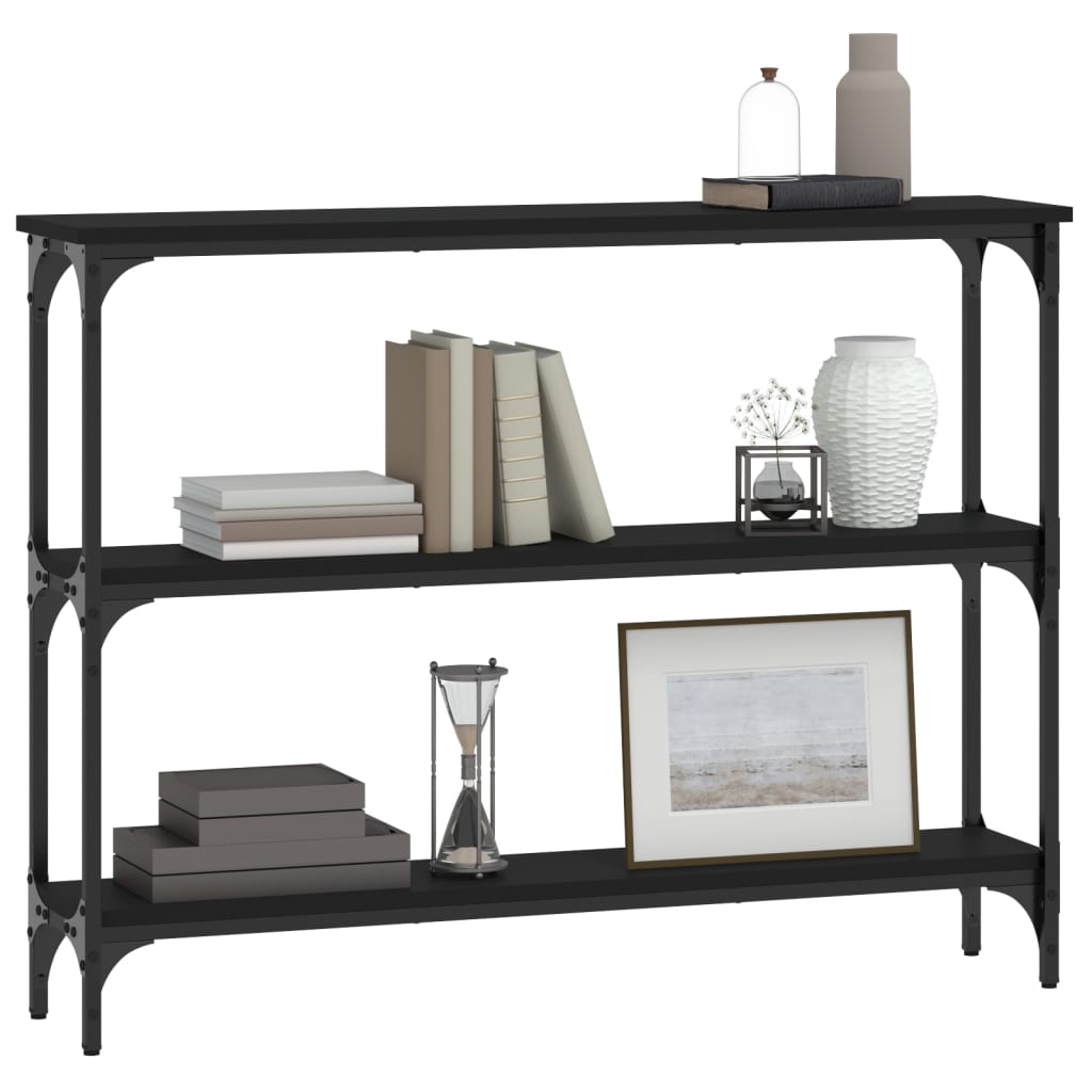 Tavolino Consolle Nero 100x22,5x75 cm in Legno Multistrato - homemem39