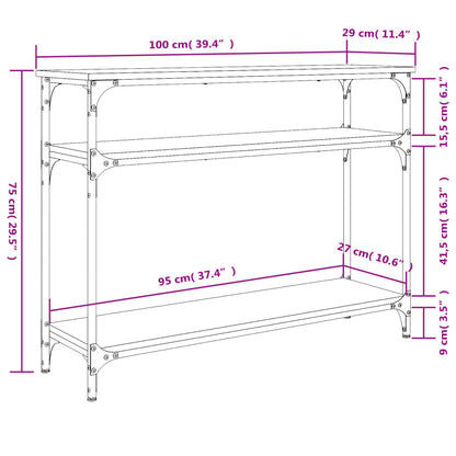 Tavolino Consolle Nero 100x29x75 cm in Legno Multistrato - homemem39