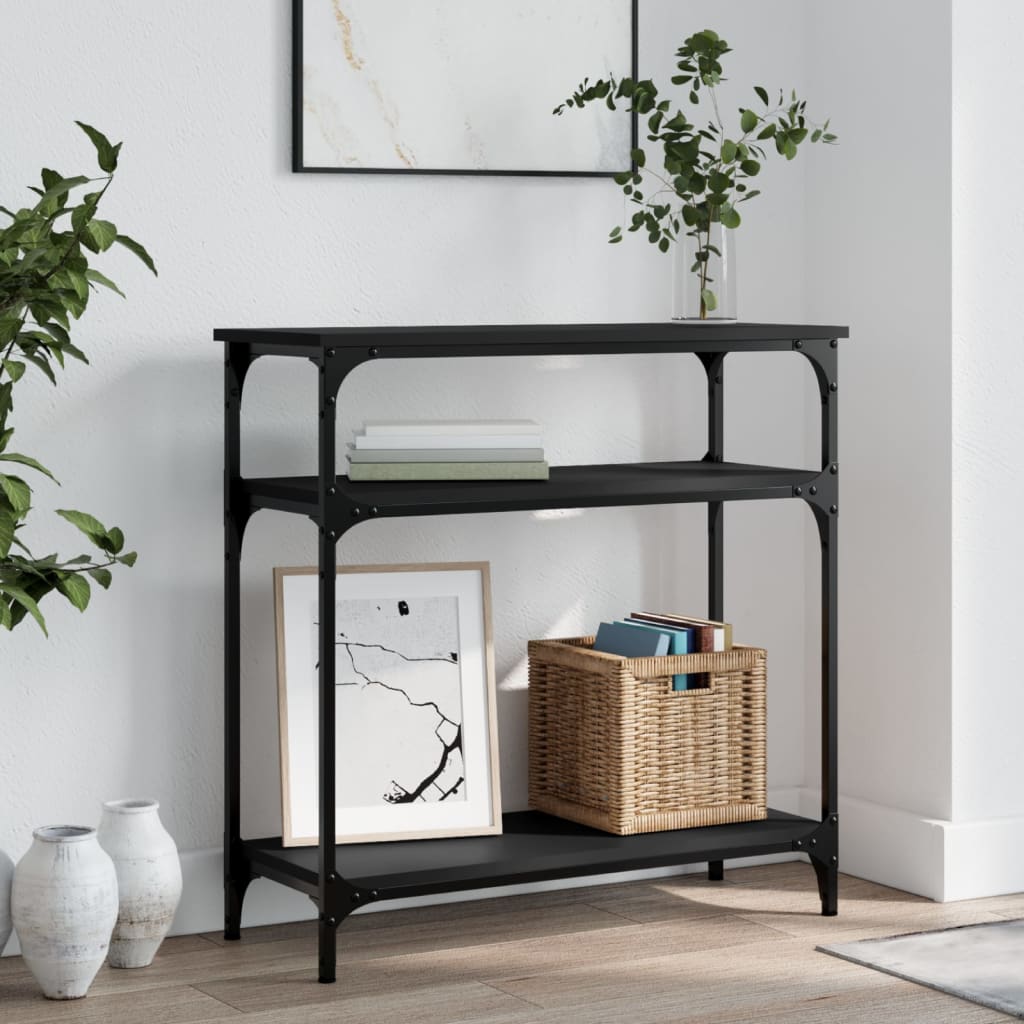 Tavolino Consolle Nero 75x29x75 cm in Legno Multistrato - homemem39