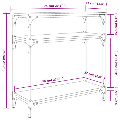 Tavolino Consolle Rovere Sonoma 75x29x75cm in Legno Multistrato - homemem39