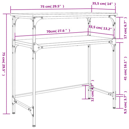 Tavolino Consolle Grigio Sonoma 75x35,5x75 cm Legno Multistrato - homemem39