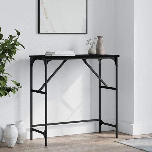 Tavolino Consolle Nero 75x32x75 cm in Legno Multistrato - homemem39
