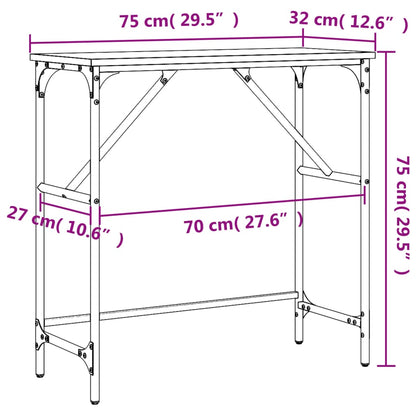 Tavolino Consolle Grigio Sonoma 75x32x75cm in Legno Multistrato