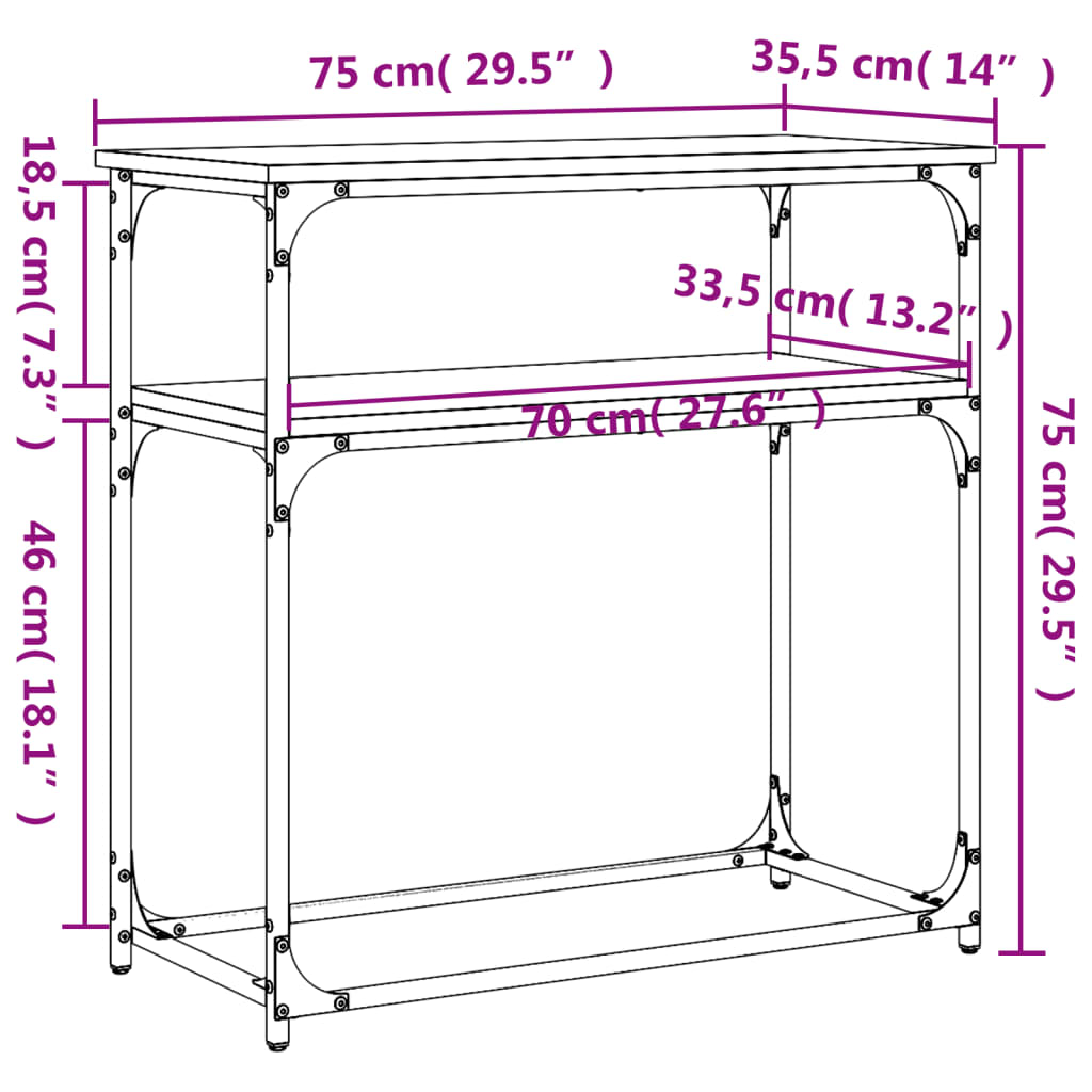 Tavolino Consolle Grigio Sonoma 75x35,5x75 cm Legno Multistrato - homemem39