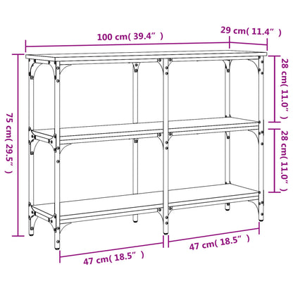 Tavolo Consolle Rovere Fumo 100x29x75 cm in Legno Multistrato - homemem39