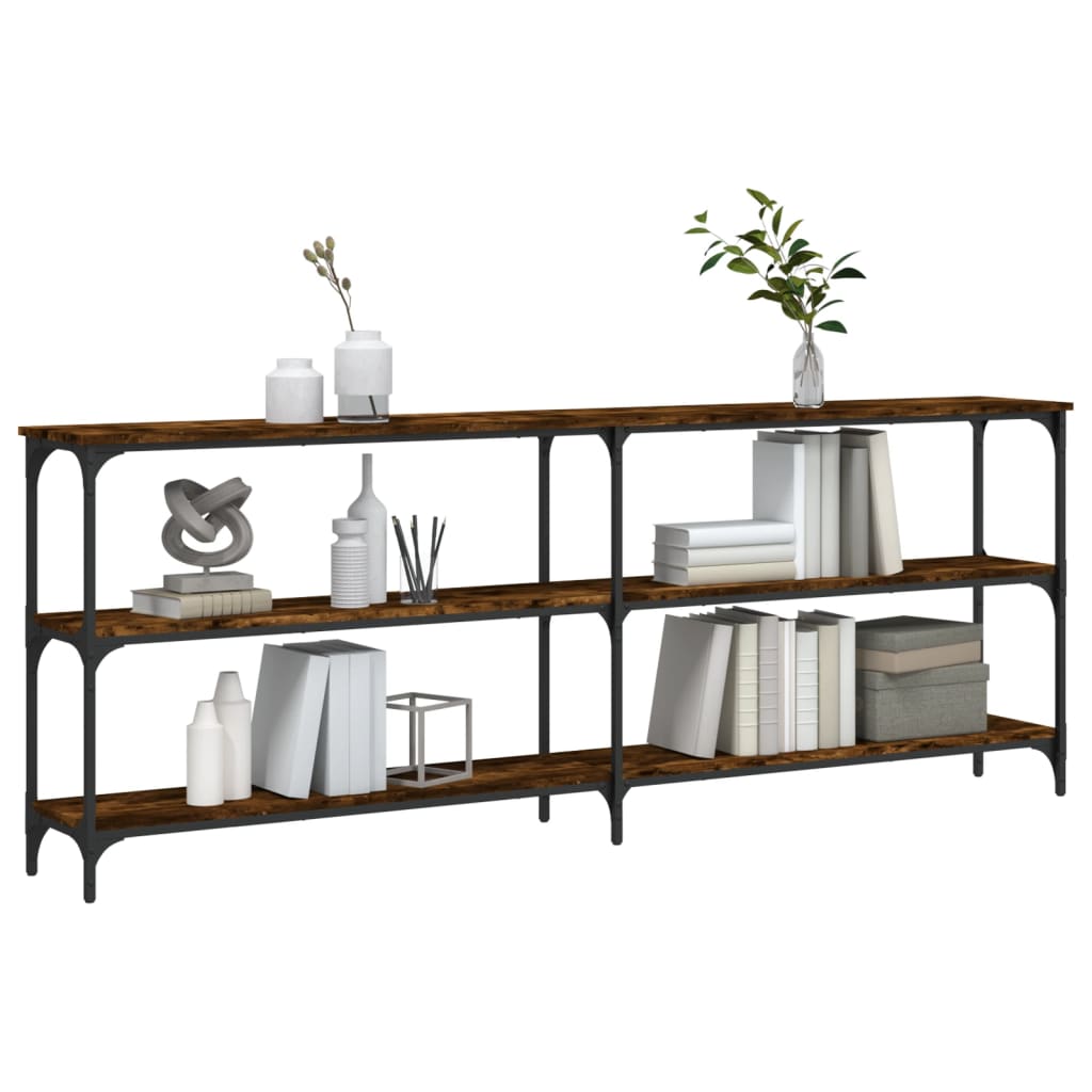 Tavolo Consolle Rovere Fumo 200x29x75 cm in Legno Multistrato | homemem39