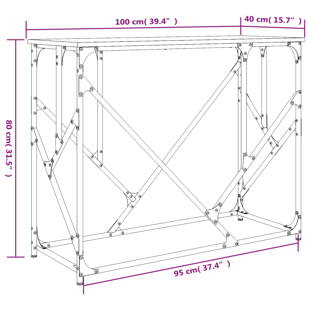 Tavolino Consolle Nero 100x40x80 cm in Legno Multistrato - homemem39