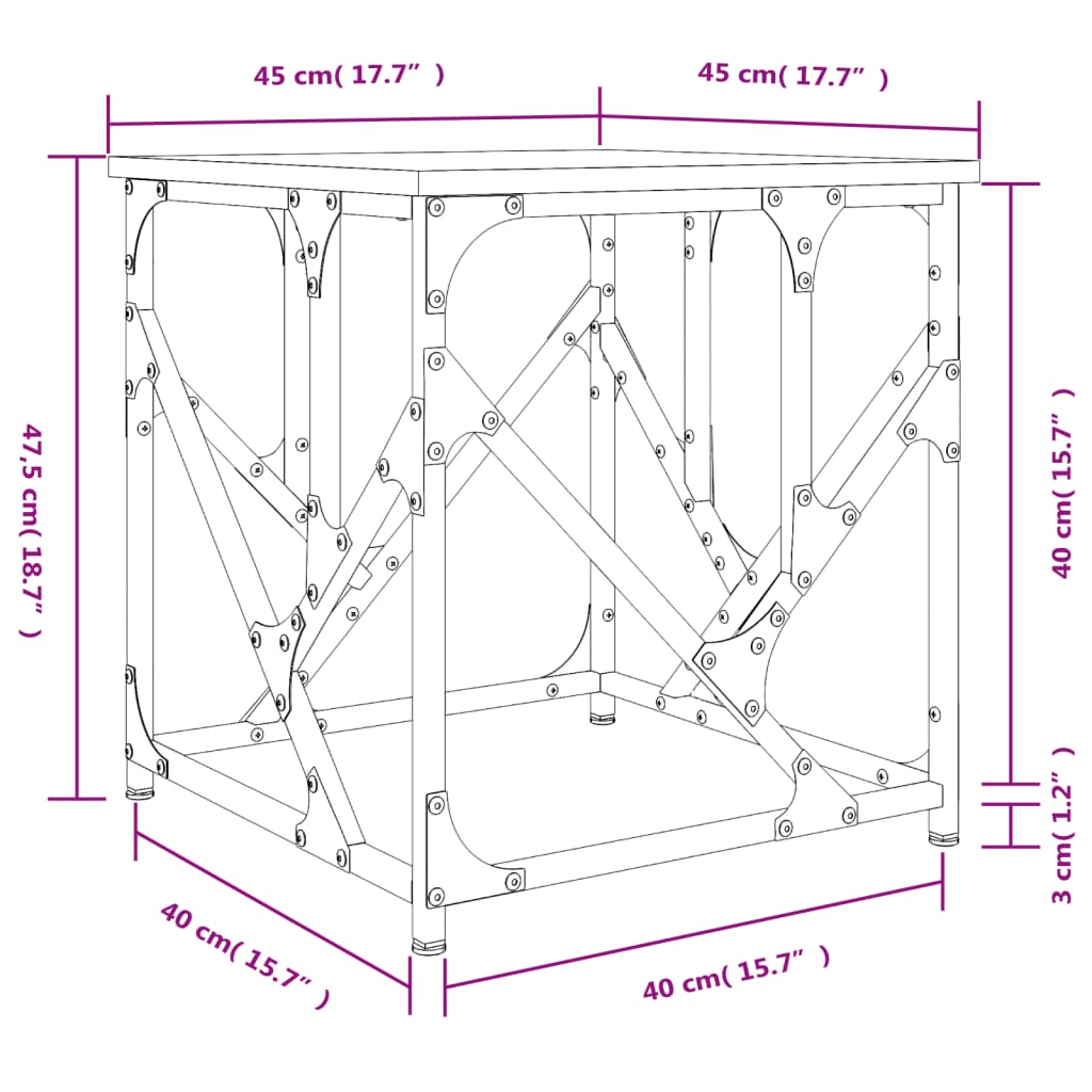 Tavolino da Salotto Rovere Fumo 45x45x47,5 cm Legno Multistrato | homemem39