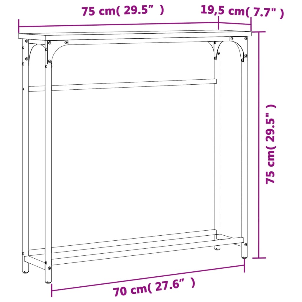 Tavolino Consolle Grigio Sonoma 75x19,5x75 cm Legno Multistrato | homemem39