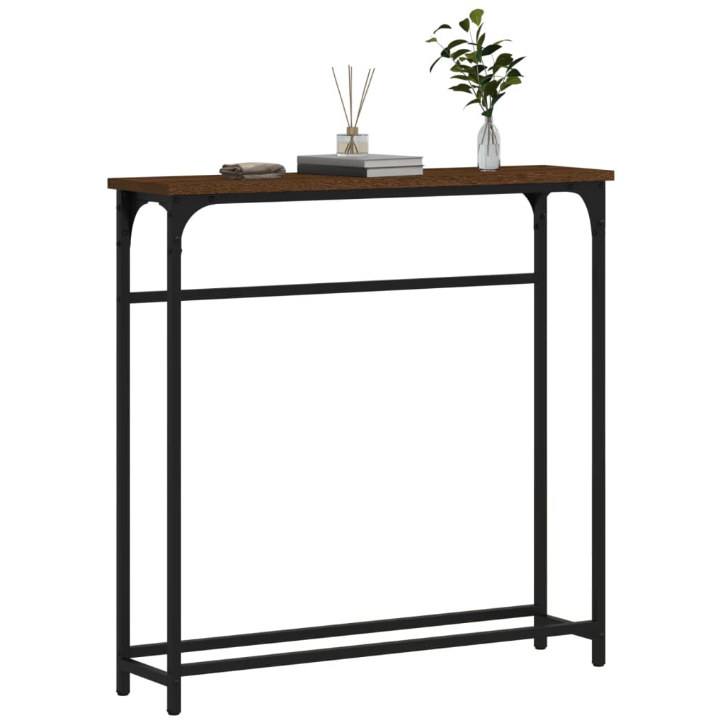 Tavolino Consolle Rovere Marrone 75x19,5x75cm Legno Multistrato - homemem39