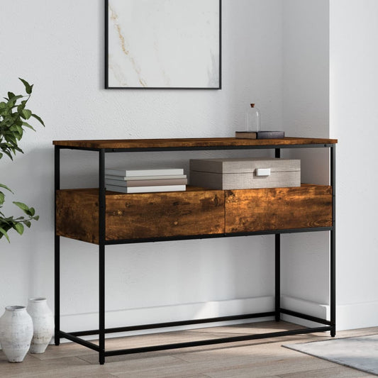 Tavolino Consolle Rovere Fumo 100x40x75 cm in Legno Multistrato - homemem39