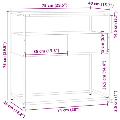 Tavolino Consolle Nero 75x40x75 cm in Legno Multistrato - homemem39