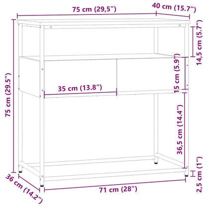 Tavolo Consolle Rovere Sonoma 75x40x75 cm Legno Agglomerato | homemem39