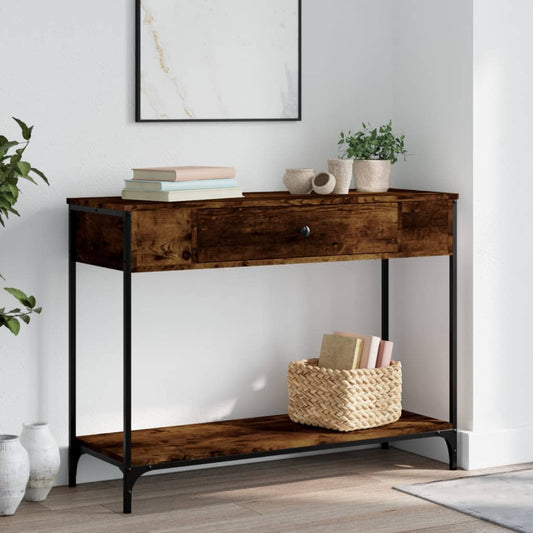 Tavolino Consolle Rovere Fumo 100x34,5x75cm Legno Multistrato - homemem39