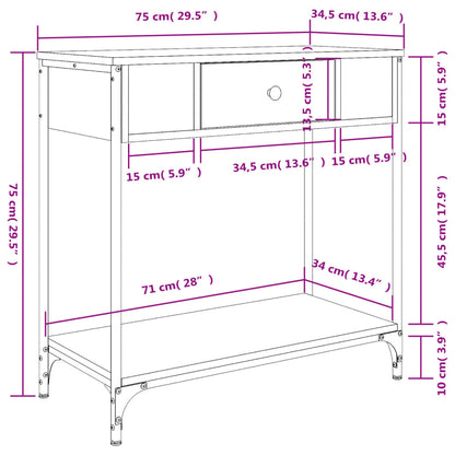 Tavolino Consolle Rovere Fumo 75x34,5x75cm Legno Multistrato - homemem39