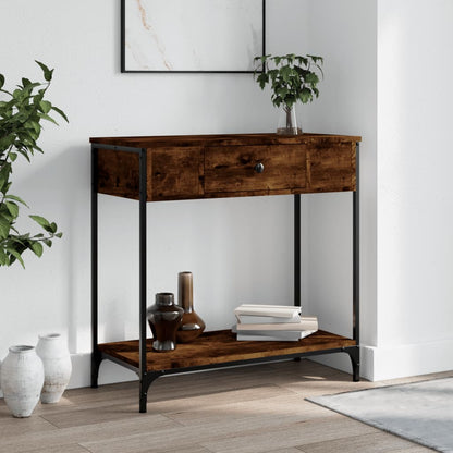 Tavolino Consolle Rovere Fumo 75x34,5x75cm Legno Multistrato - homemem39