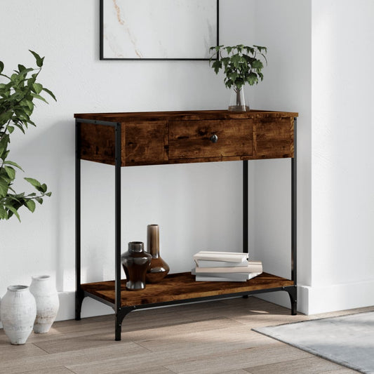 Tavolino Consolle Rovere Fumo 75x34,5x75cm Legno Multistrato - homemem39