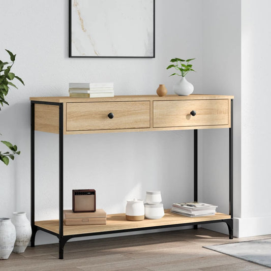 Tavolino Consolle Rovere Sonoma 100x34,5x75cm Legno Multistrato - homemem39