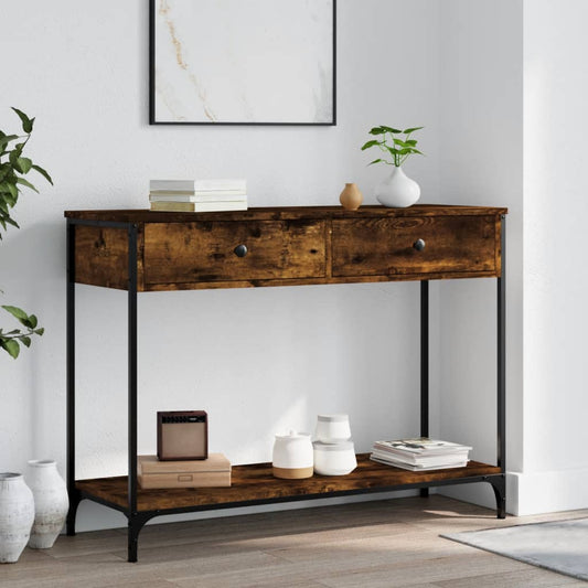 Tavolino Consolle Rovere Fumo 100x34,5x75cm Legno Multistrato - homemem39