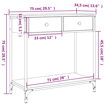 Tavolino Consolle Grigio Sonoma 75x34,5x75cm Legno Multistrato - homemem39