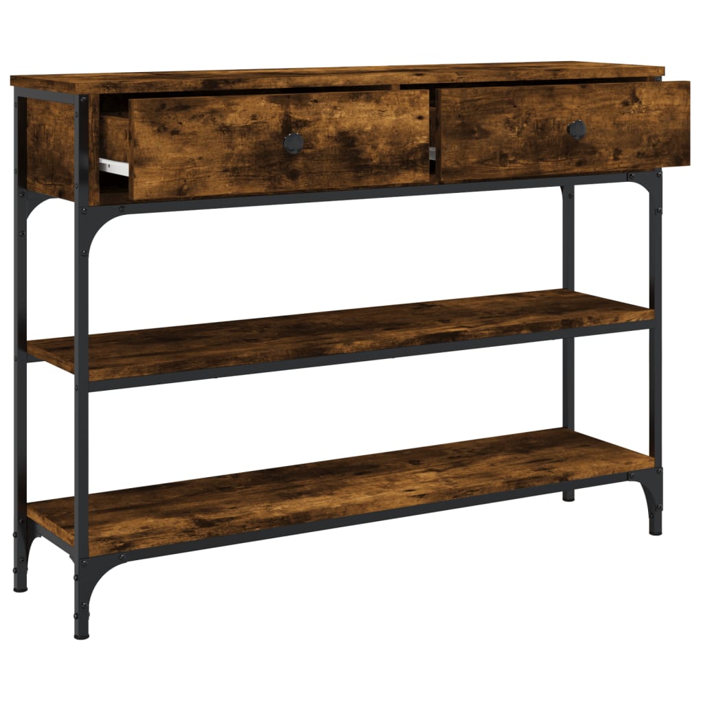 Tavolino Consolle Rovere Fumo 100x25x75 cm Legno Multistrato - homemem39