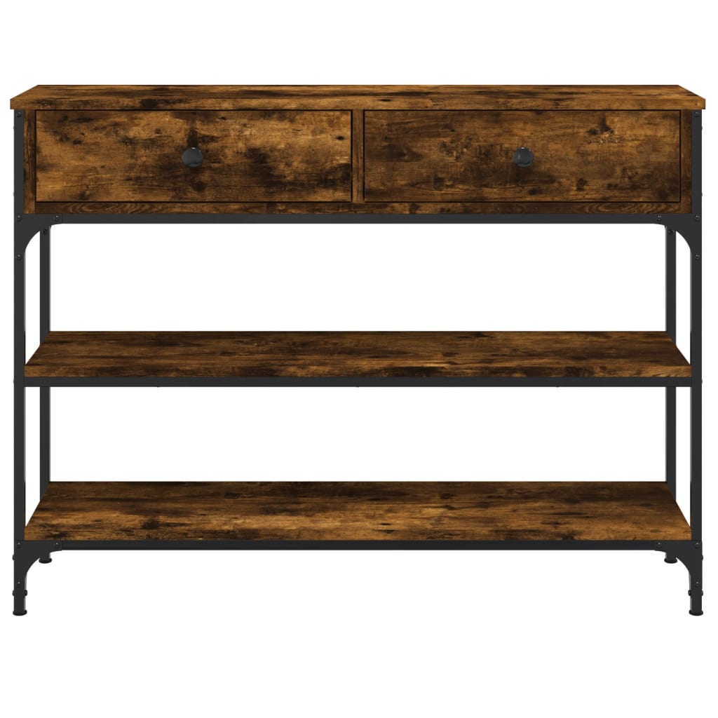 Tavolino Consolle Rovere Fumo 100x25x75 cm Legno Multistrato - homemem39