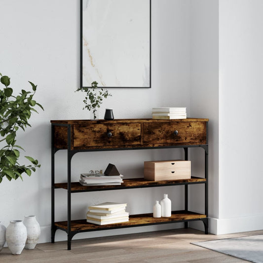 Tavolino Consolle Rovere Fumo 100x25x75 cm Legno Multistrato - homemem39