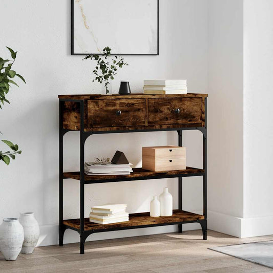 Tavolino Consolle Rovere Fumo 72,5x25x75cm in Legno Multistrato | homemem39