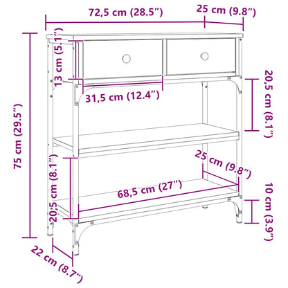 Tavolino Consolle Grigio Sonoma 72,5x25x75 cm Legno Multistrato | homemem39