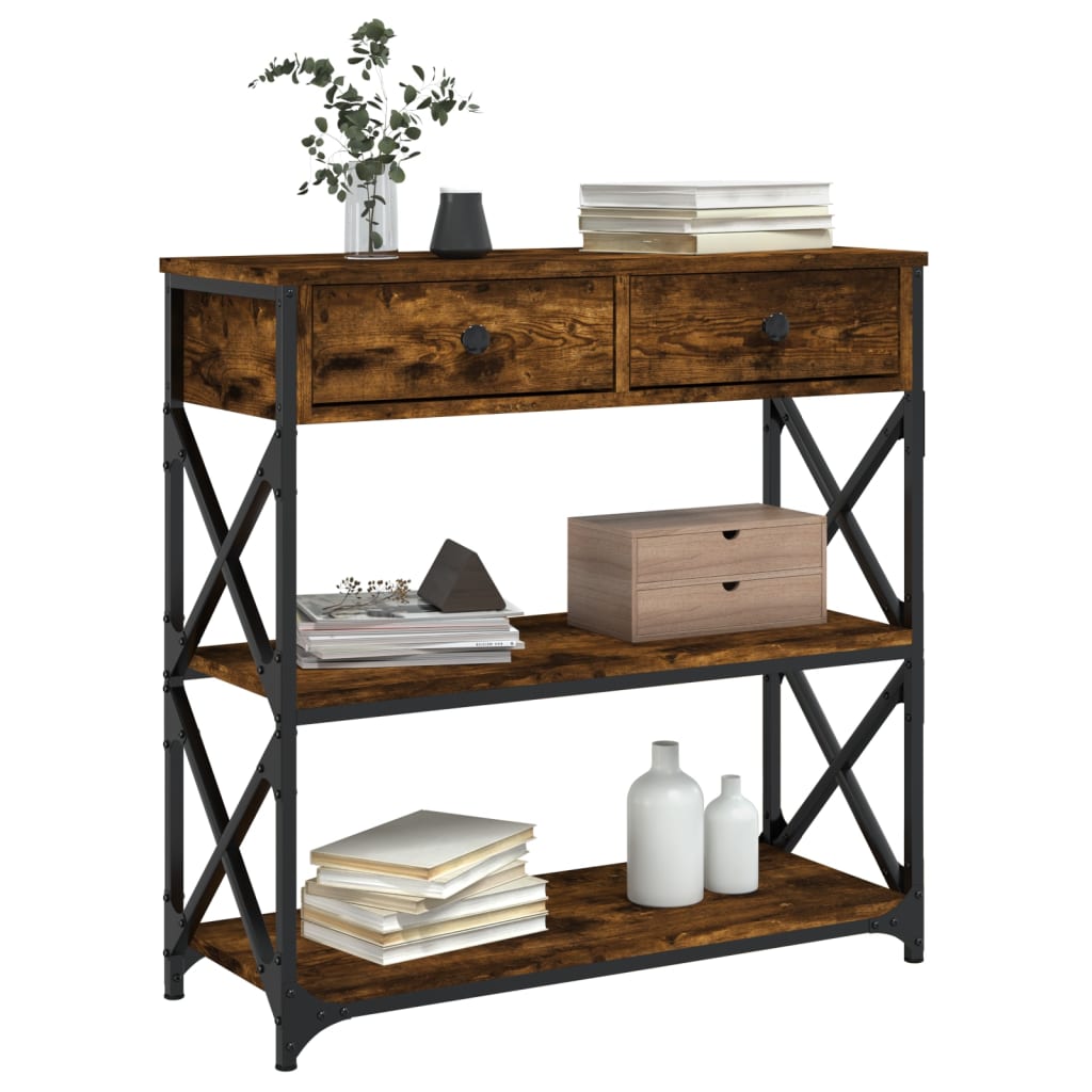 Tavolino Consolle Rovere Fumo 75x28x75 cm in Legno Multistrato | homemem39