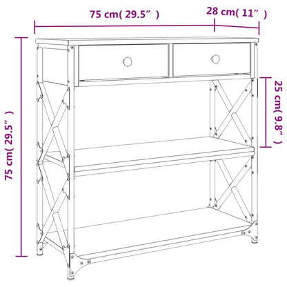 Tavolino Consolle Rovere Fumo 75x28x75 cm in Legno Multistrato | homemem39