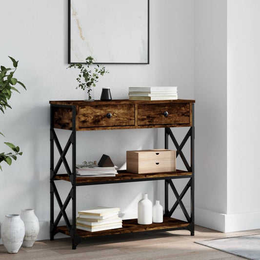 Tavolino Consolle Rovere Fumo 75x28x75 cm in Legno Multistrato | homemem39