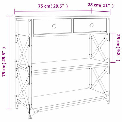 Tavolino Consolle Grigio Sonoma 75x28x75 cm Legno Multistrato - homemem39
