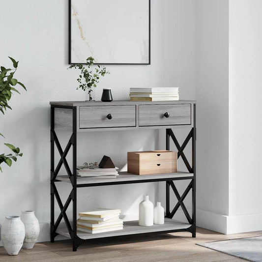 Tavolino Consolle Grigio Sonoma 75x28x75 cm Legno Multistrato - homemem39