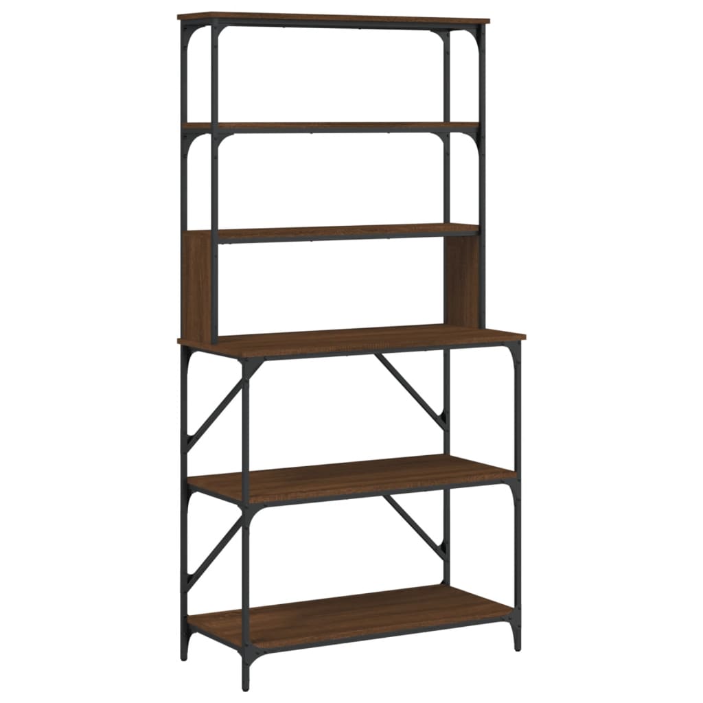 Scaffale Cucina 6Ripiani Rovere Marrone 90x40x180cm Multistrato - homemem39