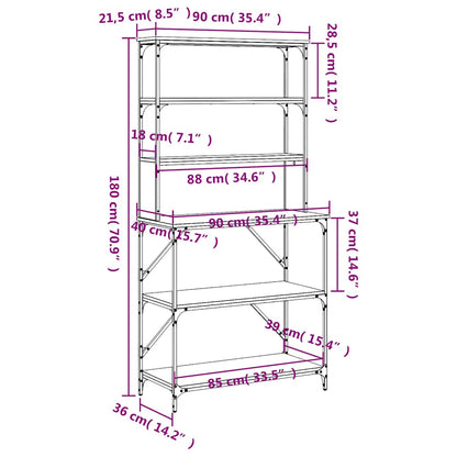 Scaffale Cucina 6Ripiani Rovere Marrone 90x40x180cm Multistrato - homemem39