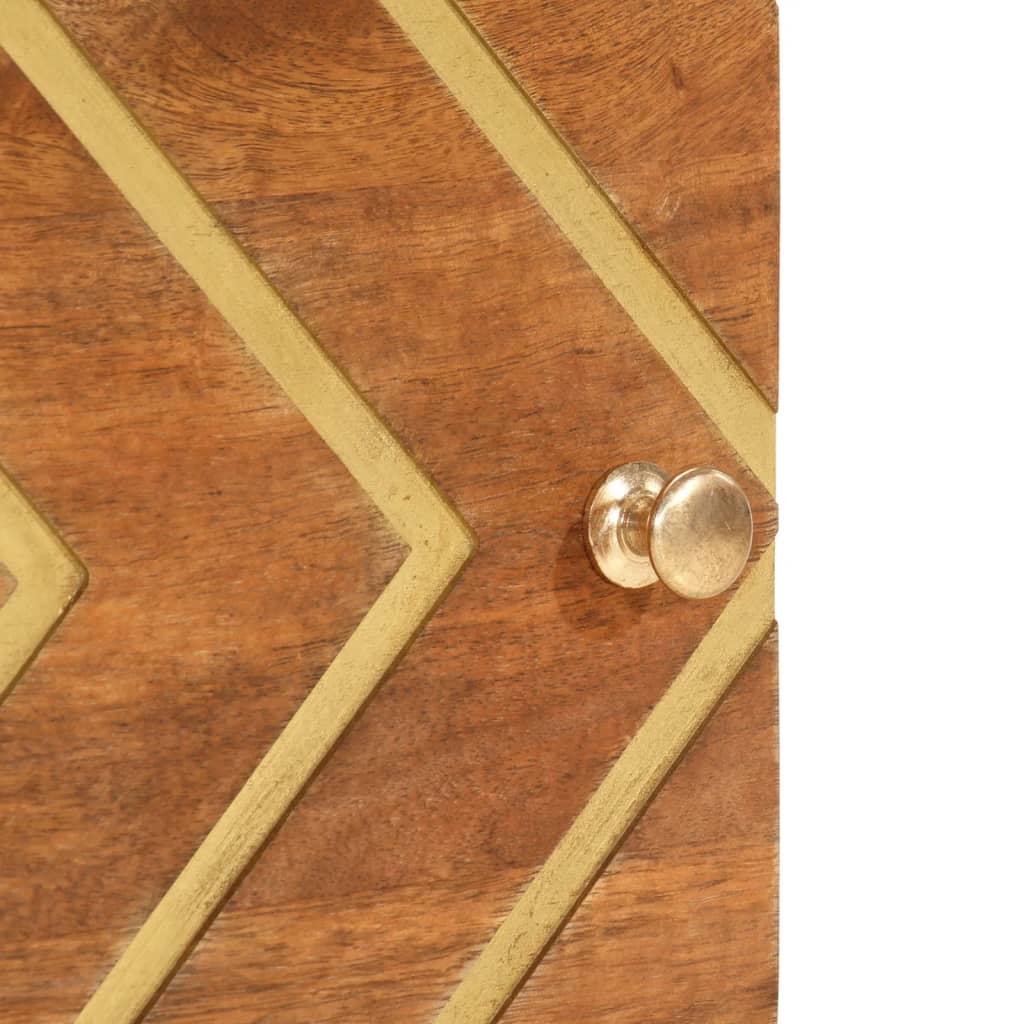 Comodino Marrone e Nero in Legno Massello di Mango - homemem39