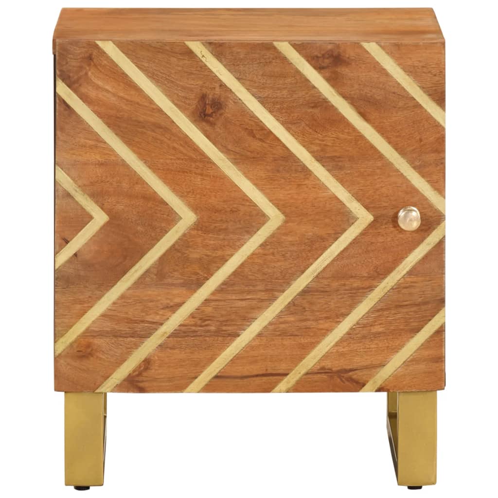 Comodini 2 pz Marrone e Nero in Legno Massello di Mango - homemem39