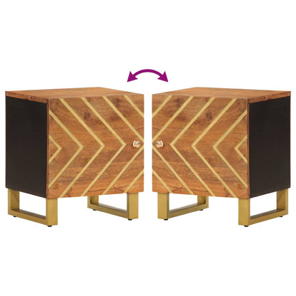 Comodini 2 pz Marrone e Nero in Legno Massello di Mango - homemem39