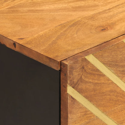 Comodini 2 pz Marrone e Nero in Legno Massello di Mango - homemem39